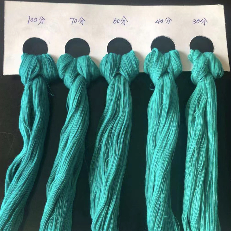 malachite green dyed yarn